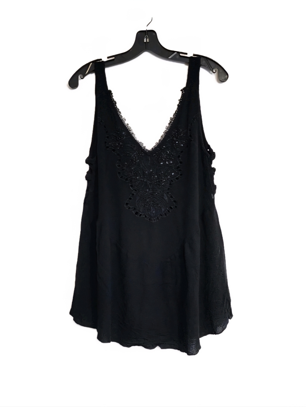 Intimately Free People Black Embroidered Tank Top Boho Flowy Lightweight SP